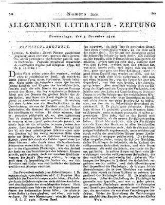 Allgemeine Literatur-Zeitung (Literarisches Zentralblatt für Deutschland) Donnerstag 4. Dezember 1800