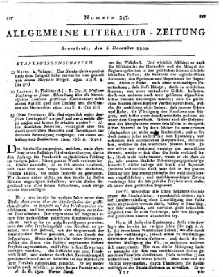 Allgemeine Literatur-Zeitung (Literarisches Zentralblatt für Deutschland) Samstag 6. Dezember 1800