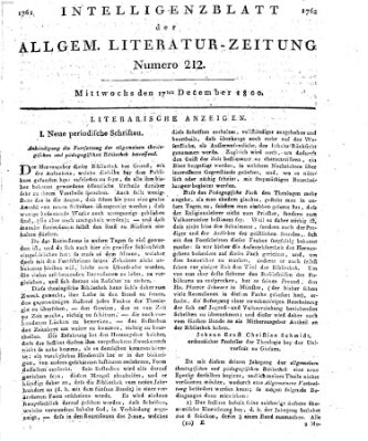 Allgemeine Literatur-Zeitung (Literarisches Zentralblatt für Deutschland) Mittwoch 17. Dezember 1800