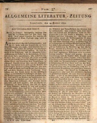 Allgemeine Literatur-Zeitung (Literarisches Zentralblatt für Deutschland) Samstag 24. Januar 1801