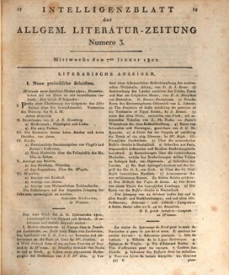 Allgemeine Literatur-Zeitung (Literarisches Zentralblatt für Deutschland) Mittwoch 7. Januar 1801