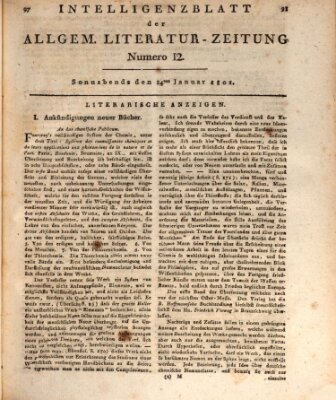 Allgemeine Literatur-Zeitung (Literarisches Zentralblatt für Deutschland) Samstag 24. Januar 1801