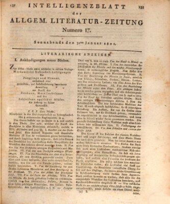 Allgemeine Literatur-Zeitung (Literarisches Zentralblatt für Deutschland) Samstag 31. Januar 1801