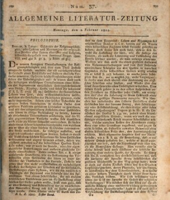 Allgemeine Literatur-Zeitung (Literarisches Zentralblatt für Deutschland) Montag 2. Februar 1801