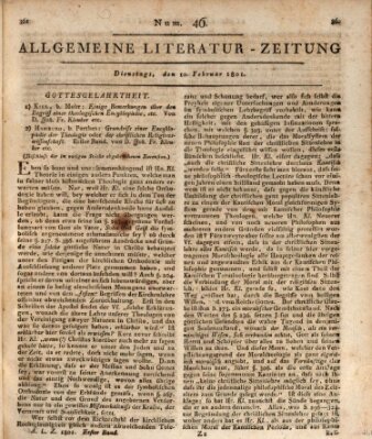 Allgemeine Literatur-Zeitung (Literarisches Zentralblatt für Deutschland) Dienstag 10. Februar 1801