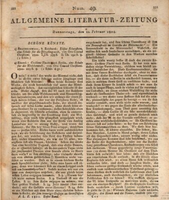 Allgemeine Literatur-Zeitung (Literarisches Zentralblatt für Deutschland) Donnerstag 12. Februar 1801