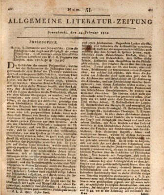 Allgemeine Literatur-Zeitung (Literarisches Zentralblatt für Deutschland) Samstag 14. Februar 1801