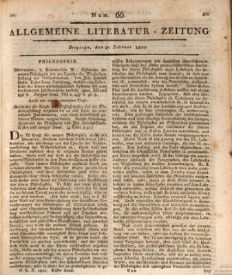 Allgemeine Literatur-Zeitung (Literarisches Zentralblatt für Deutschland) Freitag 27. Februar 1801