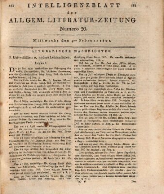 Allgemeine Literatur-Zeitung (Literarisches Zentralblatt für Deutschland) Mittwoch 4. Februar 1801