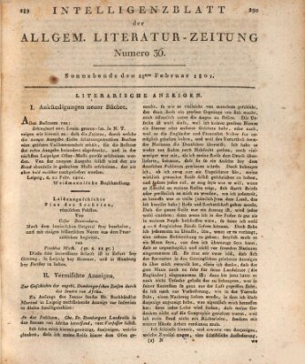 Allgemeine Literatur-Zeitung (Literarisches Zentralblatt für Deutschland) Samstag 28. Februar 1801