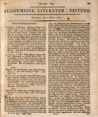 Allgemeine Literatur-Zeitung (Literarisches Zentralblatt für Deutschland) Freitag 6. März 1801