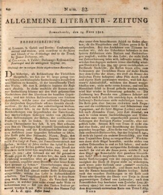 Allgemeine Literatur-Zeitung (Literarisches Zentralblatt für Deutschland) Samstag 14. März 1801