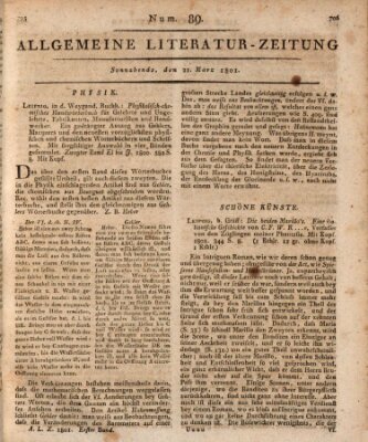 Allgemeine Literatur-Zeitung (Literarisches Zentralblatt für Deutschland) Samstag 21. März 1801