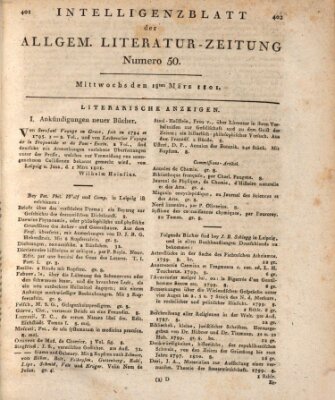 Allgemeine Literatur-Zeitung (Literarisches Zentralblatt für Deutschland) Mittwoch 18. März 1801