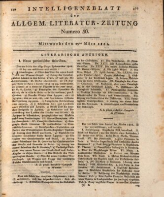 Allgemeine Literatur-Zeitung (Literarisches Zentralblatt für Deutschland) Mittwoch 25. März 1801