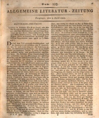 Allgemeine Literatur-Zeitung (Literarisches Zentralblatt für Deutschland) Freitag 3. April 1801