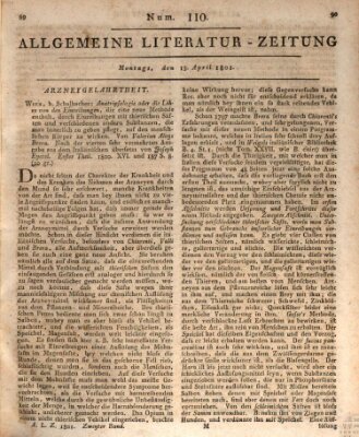 Allgemeine Literatur-Zeitung (Literarisches Zentralblatt für Deutschland) Montag 13. April 1801