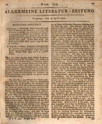 Allgemeine Literatur-Zeitung (Literarisches Zentralblatt für Deutschland) Freitag 17. April 1801