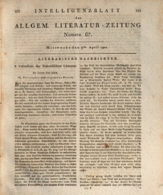 Allgemeine Literatur-Zeitung (Literarisches Zentralblatt für Deutschland) Mittwoch 8. April 1801