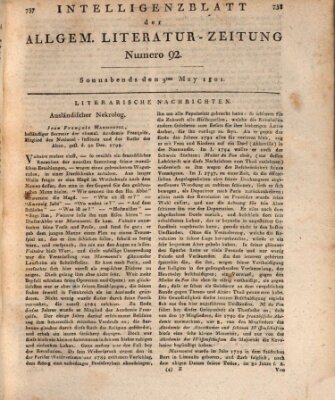 Allgemeine Literatur-Zeitung (Literarisches Zentralblatt für Deutschland) Samstag 9. Mai 1801