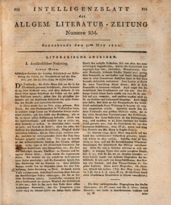 Allgemeine Literatur-Zeitung (Literarisches Zentralblatt für Deutschland) Samstag 30. Mai 1801