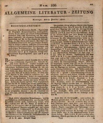 Allgemeine Literatur-Zeitung (Literarisches Zentralblatt für Deutschland) Montag 8. Juni 1801