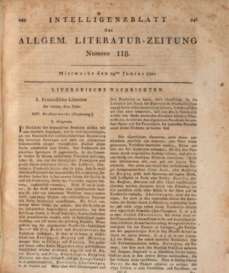 Allgemeine Literatur-Zeitung (Literarisches Zentralblatt für Deutschland) Mittwoch 24. Juni 1801