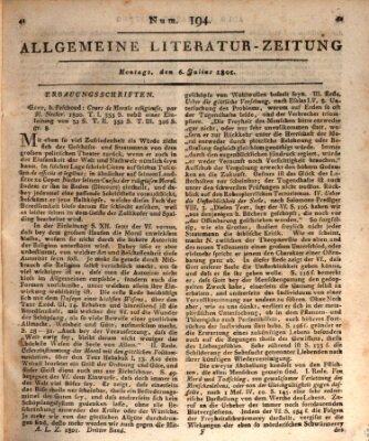 Allgemeine Literatur-Zeitung (Literarisches Zentralblatt für Deutschland) Montag 6. Juli 1801