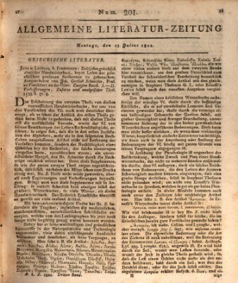 Allgemeine Literatur-Zeitung (Literarisches Zentralblatt für Deutschland) Montag 13. Juli 1801