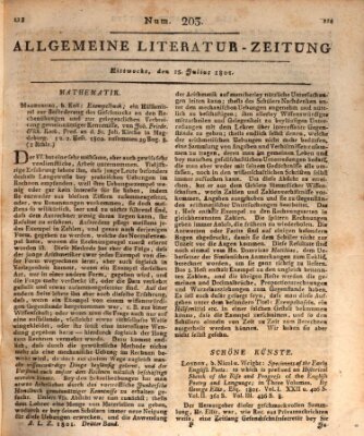 Allgemeine Literatur-Zeitung (Literarisches Zentralblatt für Deutschland) Mittwoch 15. Juli 1801