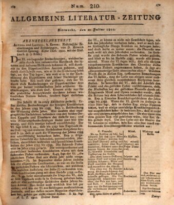 Allgemeine Literatur-Zeitung (Literarisches Zentralblatt für Deutschland) Mittwoch 22. Juli 1801