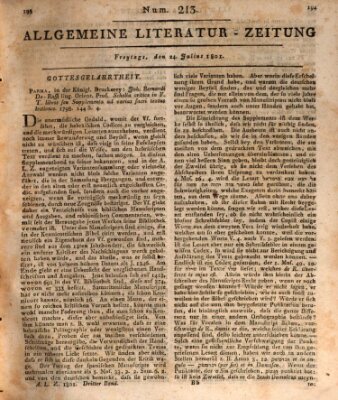 Allgemeine Literatur-Zeitung (Literarisches Zentralblatt für Deutschland) Freitag 24. Juli 1801