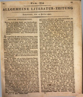 Allgemeine Literatur-Zeitung (Literarisches Zentralblatt für Deutschland) Samstag 25. Juli 1801