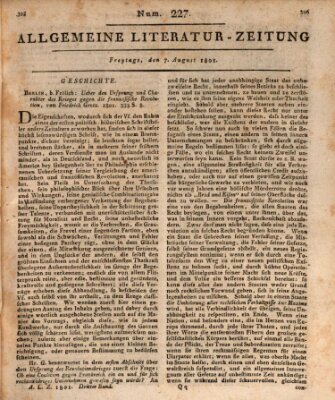 Allgemeine Literatur-Zeitung (Literarisches Zentralblatt für Deutschland) Freitag 7. August 1801