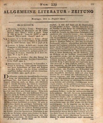 Allgemeine Literatur-Zeitung (Literarisches Zentralblatt für Deutschland) Montag 10. August 1801