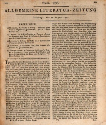 Allgemeine Literatur-Zeitung (Literarisches Zentralblatt für Deutschland) Dienstag 11. August 1801