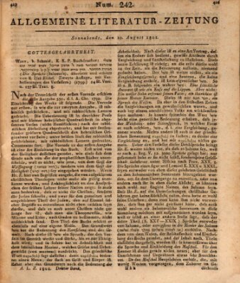 Allgemeine Literatur-Zeitung (Literarisches Zentralblatt für Deutschland) Samstag 22. August 1801