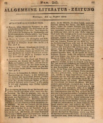 Allgemeine Literatur-Zeitung (Literarisches Zentralblatt für Deutschland) Montag 24. August 1801