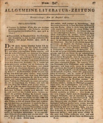 Allgemeine Literatur-Zeitung (Literarisches Zentralblatt für Deutschland) Donnerstag 27. August 1801