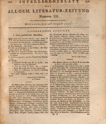 Allgemeine Literatur-Zeitung (Literarisches Zentralblatt für Deutschland) Mittwoch 12. August 1801