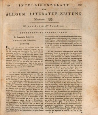 Allgemeine Literatur-Zeitung (Literarisches Zentralblatt für Deutschland) Mittwoch 19. August 1801