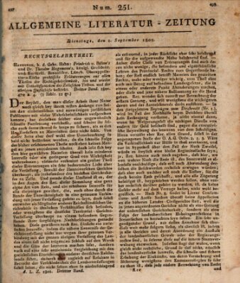 Allgemeine Literatur-Zeitung (Literarisches Zentralblatt für Deutschland) Dienstag 1. September 1801