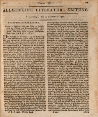 Allgemeine Literatur-Zeitung (Literarisches Zentralblatt für Deutschland) Donnerstag 10. September 1801