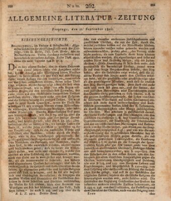 Allgemeine Literatur-Zeitung (Literarisches Zentralblatt für Deutschland) Freitag 11. September 1801