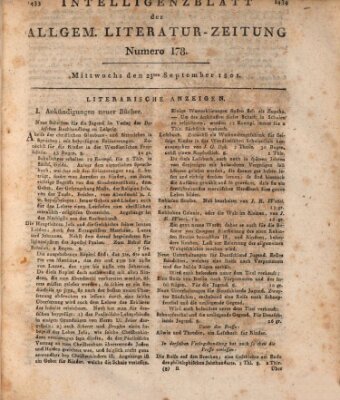 Allgemeine Literatur-Zeitung (Literarisches Zentralblatt für Deutschland) Mittwoch 23. September 1801