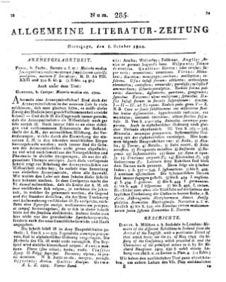 Allgemeine Literatur-Zeitung (Literarisches Zentralblatt für Deutschland) Dienstag 6. Oktober 1801