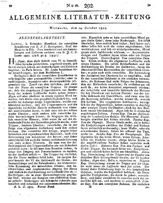 Allgemeine Literatur-Zeitung (Literarisches Zentralblatt für Deutschland) Mittwoch 14. Oktober 1801