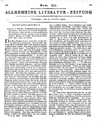 Allgemeine Literatur-Zeitung (Literarisches Zentralblatt für Deutschland) Freitag 23. Oktober 1801