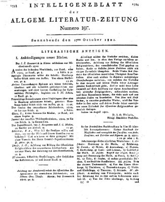 Allgemeine Literatur-Zeitung (Literarisches Zentralblatt für Deutschland) Samstag 17. Oktober 1801