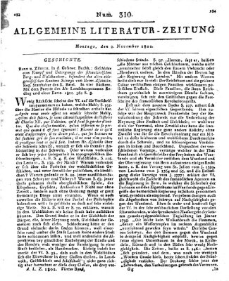 Allgemeine Literatur-Zeitung (Literarisches Zentralblatt für Deutschland) Montag 2. November 1801